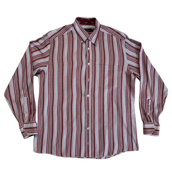 Bugatchi Other - Bugatchi Uomo Men's Multicolored Button Up Long Sleeve Collared Dress Shirt Sz L